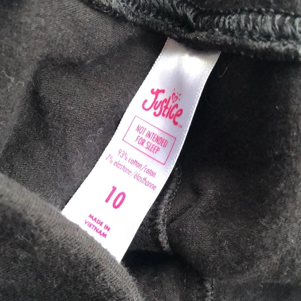 Girls black leggings with llama designed by Justice size 10/12
